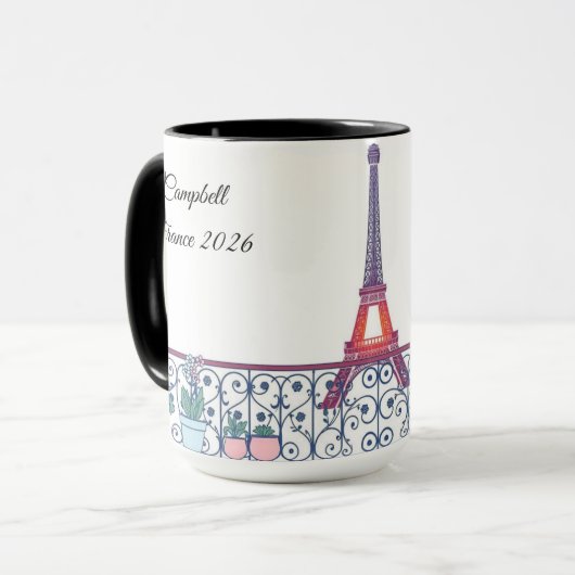 Chic Parisian Window Haussmann Style Custom Name マグカップ (正面左)