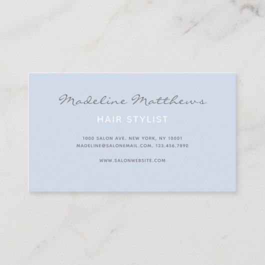 Chic Pastel Blue美容師スクリプト名  名刺 (裏面)