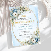 Chic Pastel Blue Gold Eucalyptus Quince Invitation 招待状