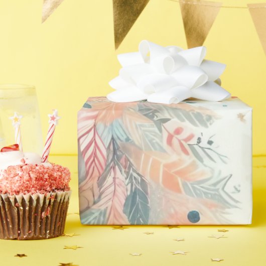 Chic Pastel Christmas Tree Wrapping Paper  ラッピングペーパー (誕生日パーティー)