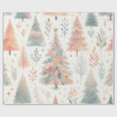 Chic Pastel Christmas Tree Wrapping Paper  ラッピングペーパー (フラット)