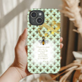 Chic Pastel Green Gold Bee Matrix Scripture  Case-Mate iPhoneケース