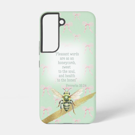 Chic Pastel Green Pink Coquette Christian Bee Samsung Galaxyケース (裏面)