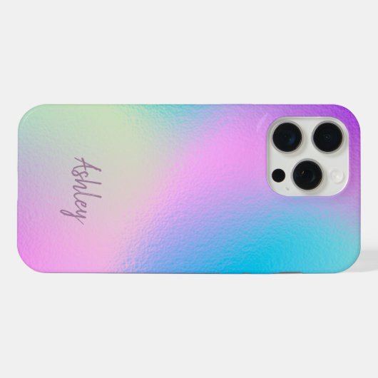 Chic Pastel Holographic Personalized Name iPhoneケース (裏面横)