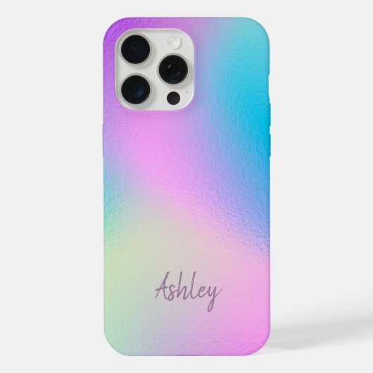 Chic Pastel Holographic Personalized Name iPhoneケース (裏面)