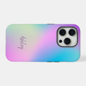 Chic Pastel Holographic Personalized Name iPhoneケース (裏面横)