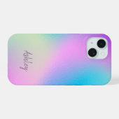 Chic Pastel Holographic Personalized Name iPhone 15ケース (裏面横)