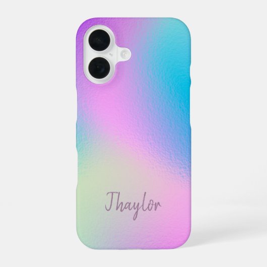 Chic Pastel Holographic Personalized Name iPhone 16ケース (裏面)