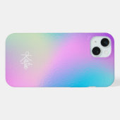 Chic Pastel Holographic with Name iPhoneケース (裏面横)