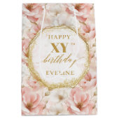 Chic Pastel Pink Boho Gold 80 Birthday Gift Bag ミディアムペーパーバッグ (正面)