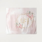 Chic pastel pink floral baby shower backdrop タペストリー (正面(横))