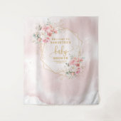 Chic pastel pink floral baby shower backdrop タペストリー (正面)