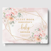 Chic pastel pink floral baby shower guest book ゲストブック (正面)