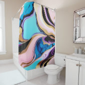 Chic Pastel purple pink blue gold Faux Marble  シャワーカーテン (インサイチュ)