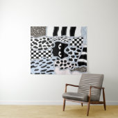 Chic Patchwork Suspicious Black Cat Gingham & Chec タペストリー (インサイチュ(横))