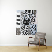 Chic Patchwork Suspicious Black Cat Gingham & Chec タペストリー (インサイチュ)