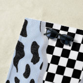 Chic Patchwork Suspicious Black Cat Gingham & Chec ビーチタオル (インサイチュ)