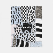Chic Patchwork Suspicious Black Cat Gingham & Chec フリースブランケット (正面)