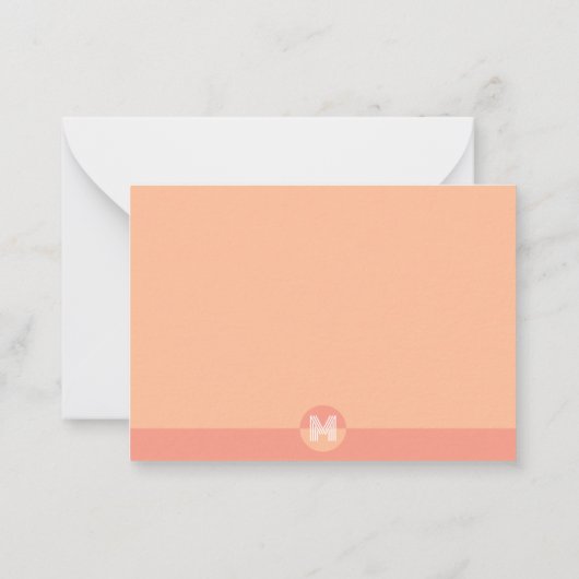 Chic Peach Orange Geometric Modern Monogram ノートカード (裏面)