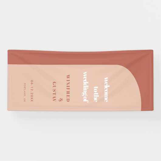 Chic Peach Terracotta Arch Welcome to our Wedding 横断幕 (横)