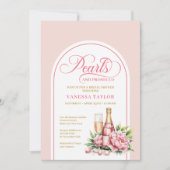 Chic Pearls and Prosecco Bridal Invitation Design 招待状 (正面)