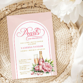 Chic Pearls and Prosecco Bridal Invitation Design 招待状