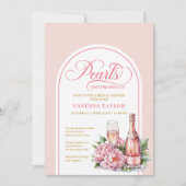 Chic Pearls and Prosecco Bridal Shower Card 招待状 (正面)