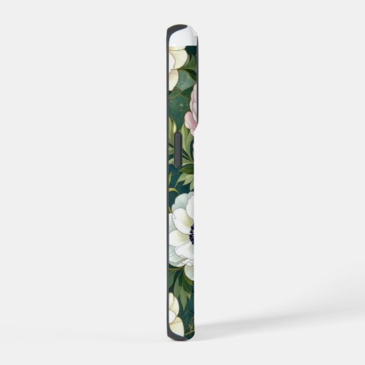 Chic peonies anemones stained Glass effect  iPhoneケース (右側面)