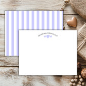 Chic Periwinkle Cracked Hearts Striped Note Card ノートカード