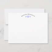 Chic Periwinkle Cracked Hearts Striped Note Card ノートカード (正面)