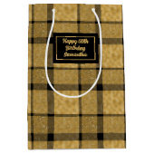 Chic Personalized Black Gold Minimalist Gift Bag ミディアムペーパーバッグ (正面)