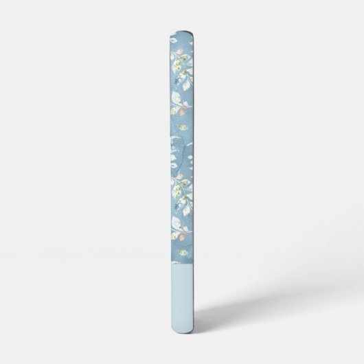 Chic Personalized Name/ Pastel Blue Leaf Motif  Samsung Galaxyケース (左側面)