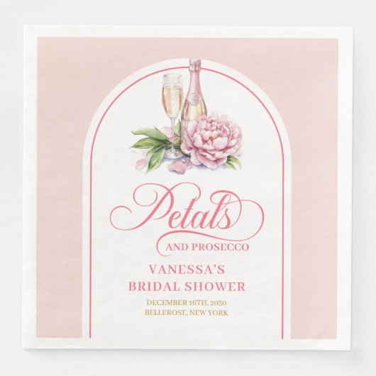 Chic Petals and Prosecco Personalized Name Napkins (正面)
