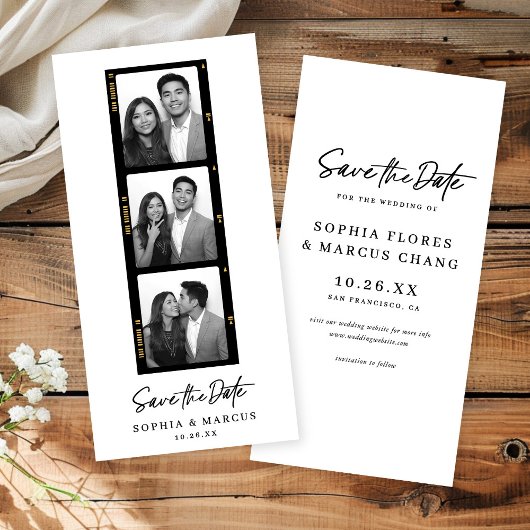 Chic Photo-booth Filmstrip Wedding Save The Date セーブザデート