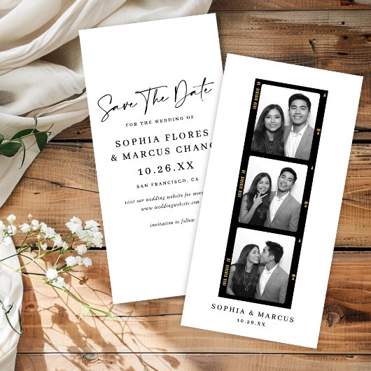 Chic Photo-booth Filmstrip Wedding Save The Date セーブザデート