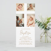 Chic Photo Collage Cross Baby Baptism 招待状 (スタンド正面)