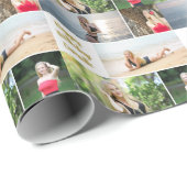 Chic Photo Collage Happy Birthday Gold Script ラッピングペーパー (ロールコーナー)