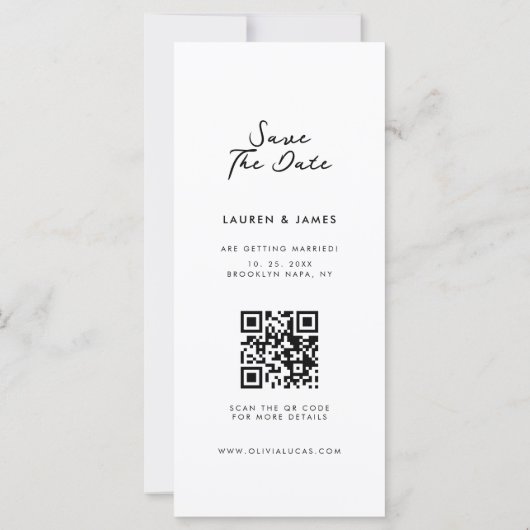 Chic Photo Strip Wedding QR Code Save The Date (裏面)