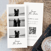 Chic Photo Strip Wedding QR Code Save The Date