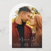 Chic Photo Suprise Verti日付円弧を保存 招待状 (正面/裏面)