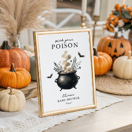 Chic 'Pick your Poison' Halloween Drinks Sign ポスター