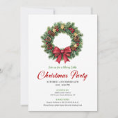 Chic Pine Wreath Festive Christmas Party Invite 招待状 (正面)