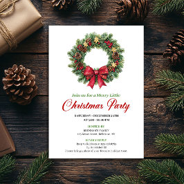 Chic Pine Wreath Festive Christmas Party Invite 招待状