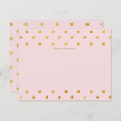 Chic Pink &金ゴールド水玉模様カスタムフラットノートカード ノートカード (正面/裏面)