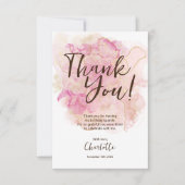 Chic Pink and Gold Watercolor Sweet 16 Party  サンキューカード (正面)