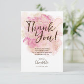 Chic Pink and Gold Watercolor Sweet 16 Party  サンキューカード (スタンド正面)