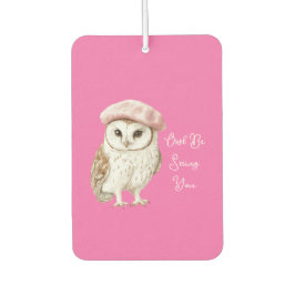 Chic Pink Beret Brown White Owl Be Seeing You カーエアーフレッシュナー