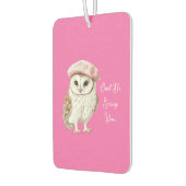 Chic Pink Beret Brown White Owl Be Seeing You カーエアーフレッシュナー (左)