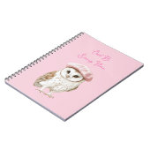 Chic Pink Beret Brown White Owl Be Seeing You ノートブック (左側)