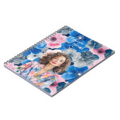 Chic Pink Blue Summer City Brown Hair Girl ノートブック (左側)